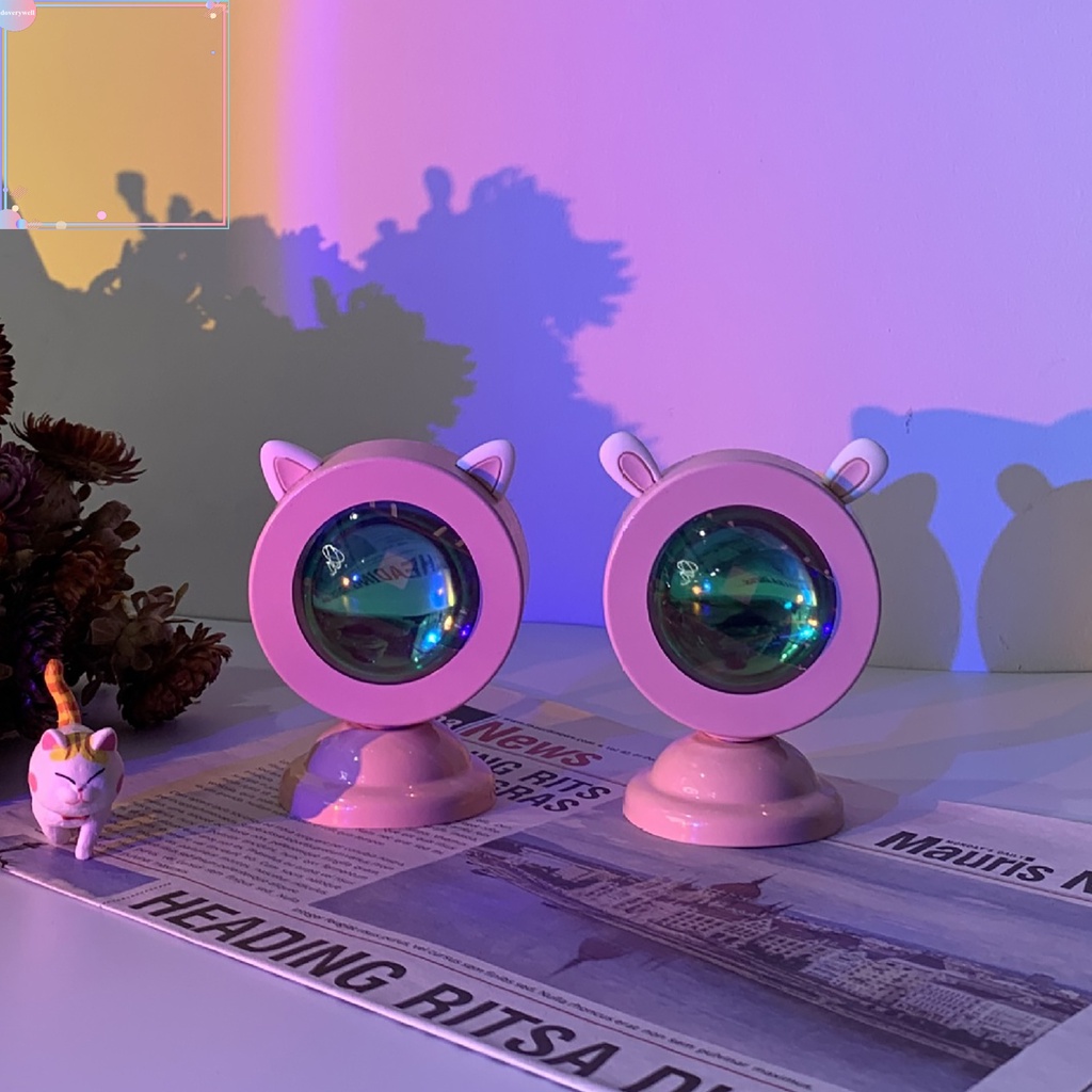 Đèn LED chiếu hình trang sức hình tai thỏ hoàng hôn trong phòng ngủ