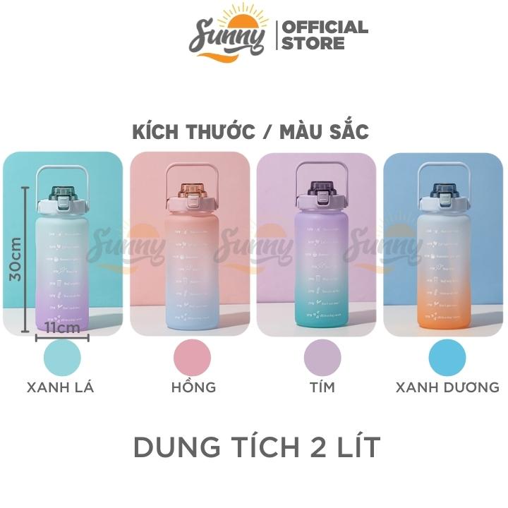 Bình nước 2 lít tặng Sticker có vạch báo dành cho người lười uống nước - Bình đựng nước chính hãng Sunny BN1