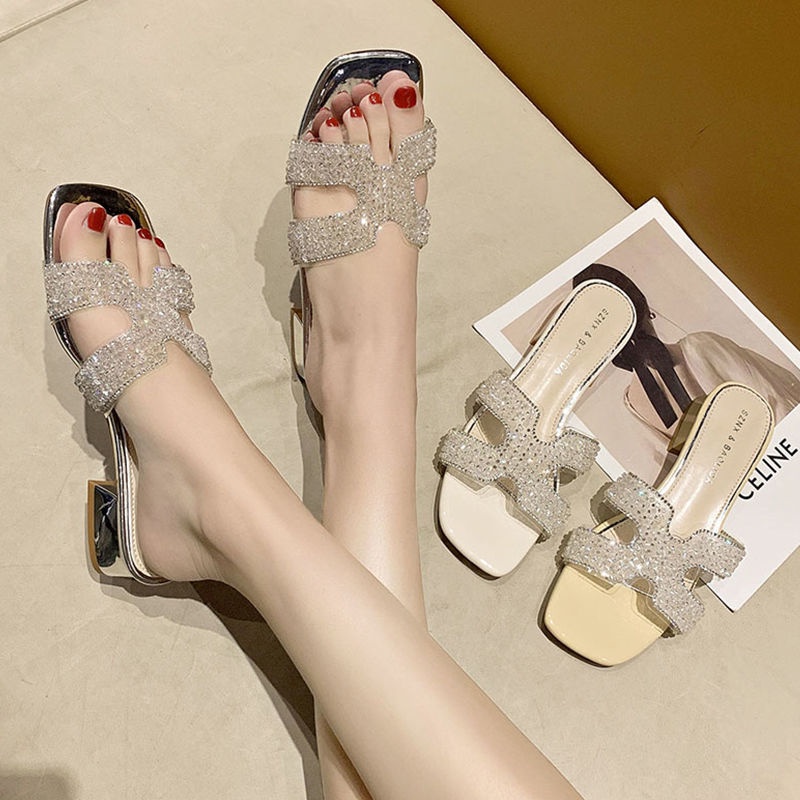 Dép Cao Gót Đính Hạt Ngọc Trai Thời Trang Mùa Hè 2022