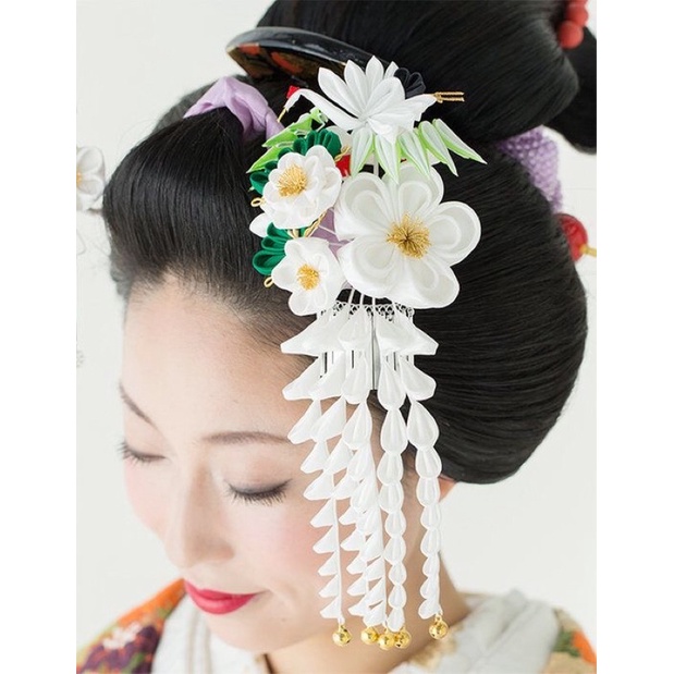 Quà tặng Nhật Bản- Phụ kiện tóc Kanzashi - trâm cài cô  dâu, kẹp tóc chụp kimono yukata