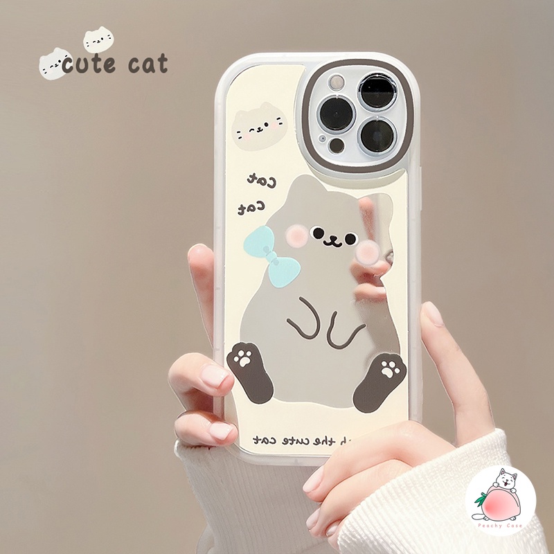 Ốp Điện Thoại PC Cứng Chống Sốc Có Gương Trang Điểm Hình Mèo Dễ Thương Cho iPhone 13 12 Mini 11 Pro Max X Xs Max XR 8 7 Plus 13mini