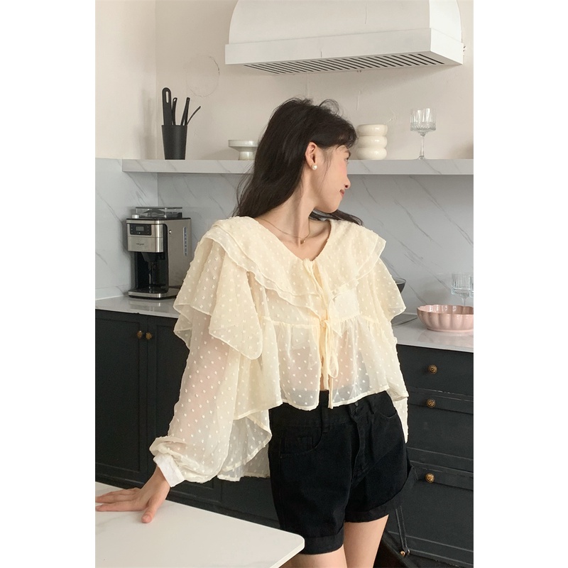 Áo voan chấm bi bánh bèo