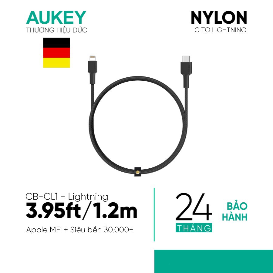 Combo AUKEY Pin Sạc Dự Phòng 10.000 mAh PB-Y36, Cốc Sạc Nhanh PA-F1, Cáp C To Lightning CB-CL - Hàng Chính Hãng