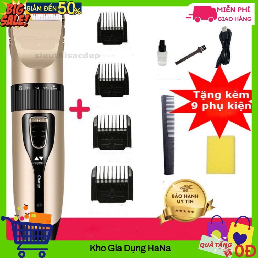 Tăng Đơ Cắt Tóc, Tông Đơ Cắt Tóc Cao Cấp Cho Bé Hair Clipper Đầu Sạc USB Tặng Kèm 9 Phụ Kiện