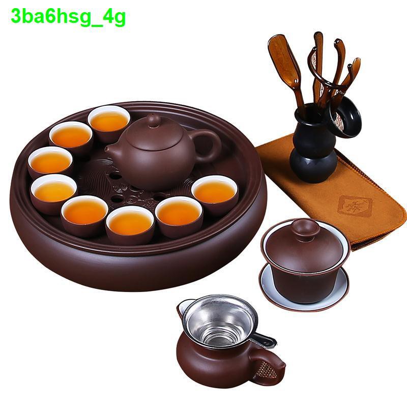 bìnhViolet arenaceous kung fu tea set suit modern household contracted chaoshan of a complete ceramic tray teapot teac