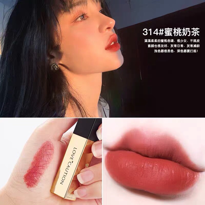 (Nhiều màu) Son sáp lì có dưỡng bảo vệ môi màu siêu đẹp Love Caution ROSE196 (B04)