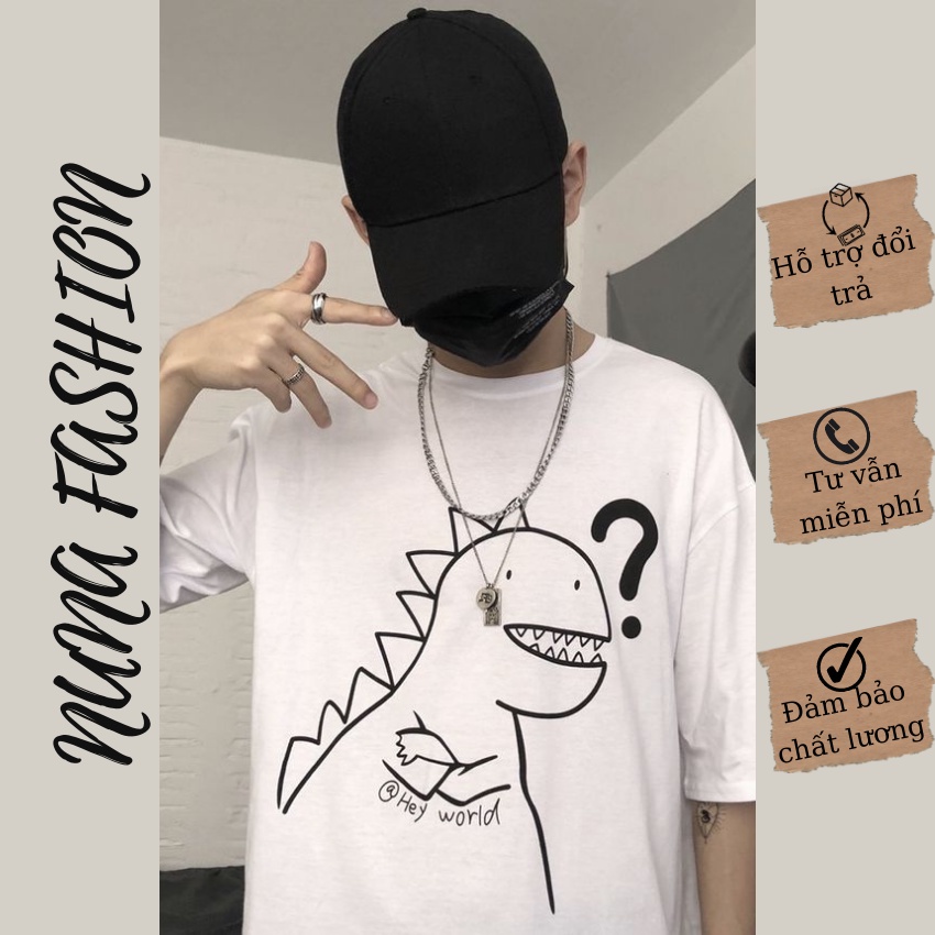 Áo thun nam nữ áo phông nam nữ đẹp unisex form rộng tay ngắn in hình khổng long cổ tròn NUNA FASHION