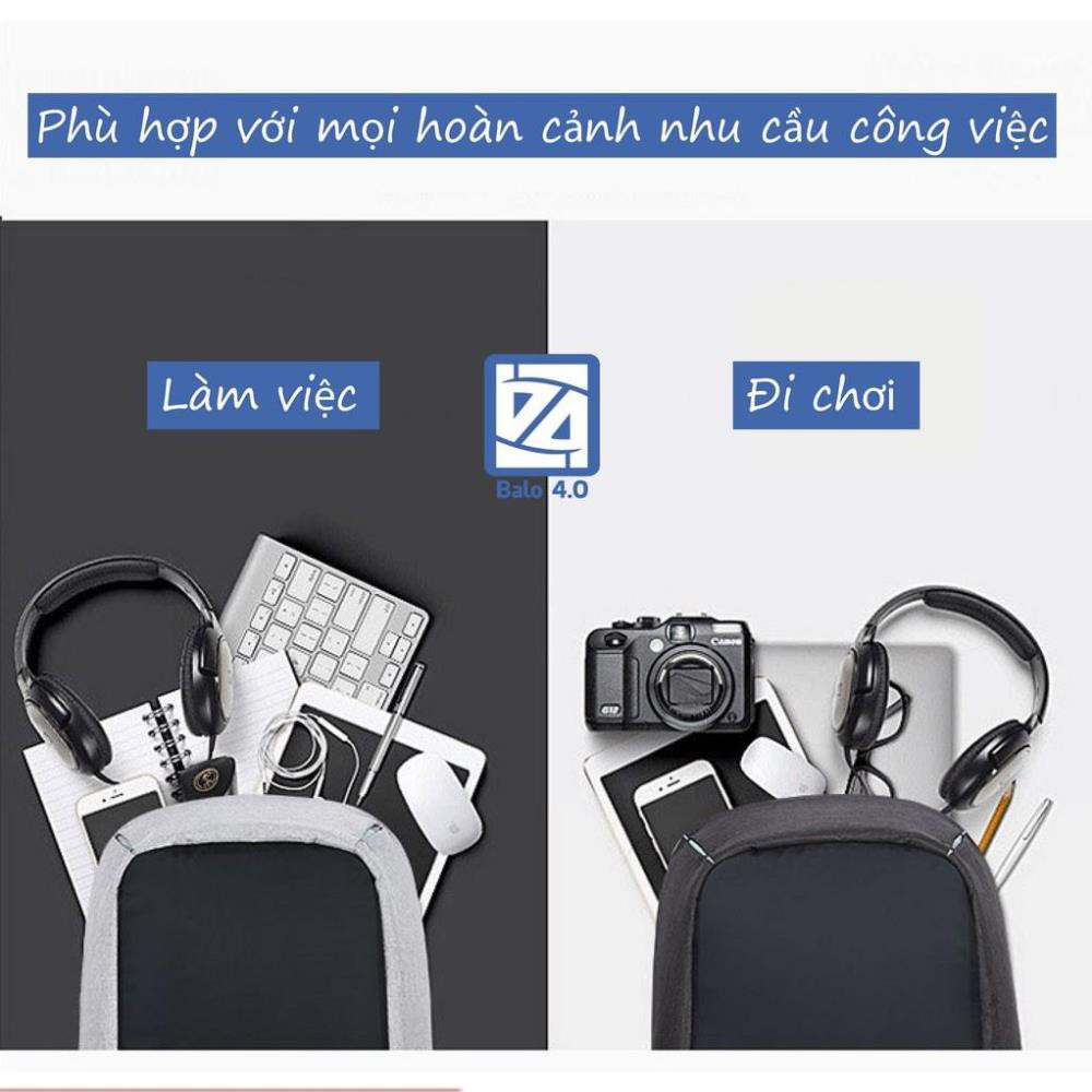 Balo nam nữ loại TO chống trộm Có Sạc Điện Thoại, Chống nước, Siêu Nhẹ CN1 màu xám 208200 [SKM]