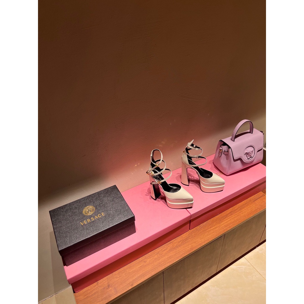 Giày cao gót nữ da thật thời trang cao cấp Versace phong cách quyến rũ, thu hút