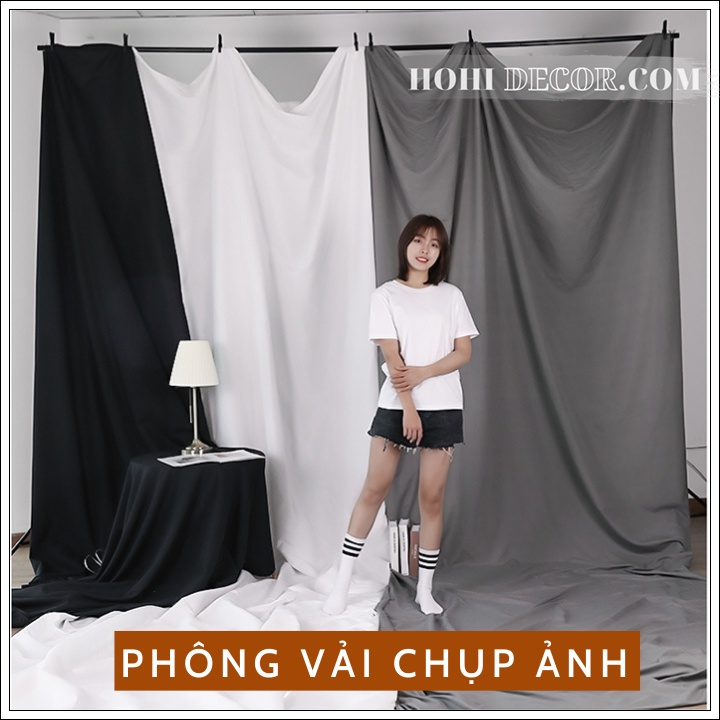 Vải Phông Nền Chụp Ảnh Trơn, Background Livestream Lookbook Studio, Chụp Hình Sản Phẩm - Trắng, Đen, Đỏ...- HoHi Decor