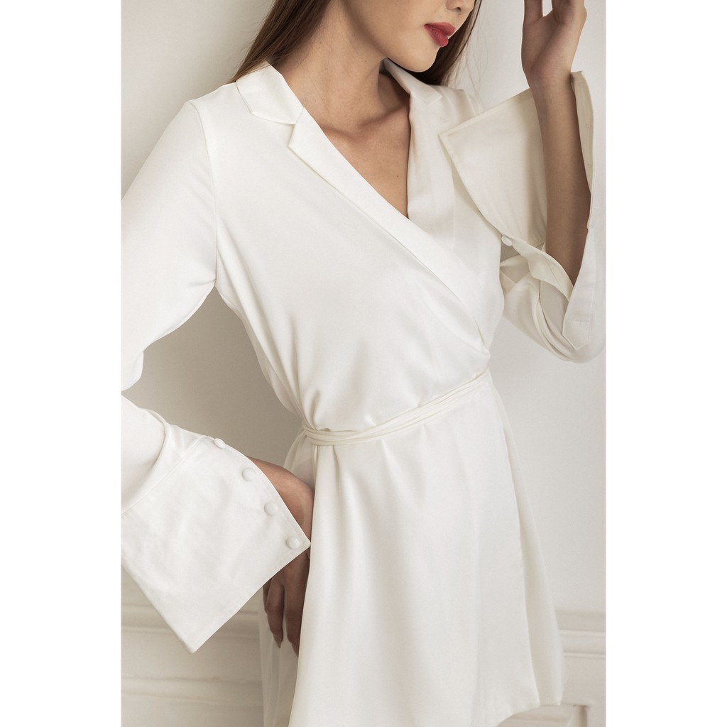 Đầm thiết kế- Đầm form vest trắng tay dài trang trọng, thanh lịch LIGHT- ELE Sundance
