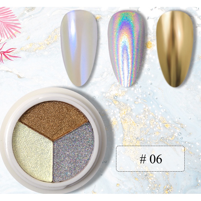 tráng gương 3 màu trang trí nail