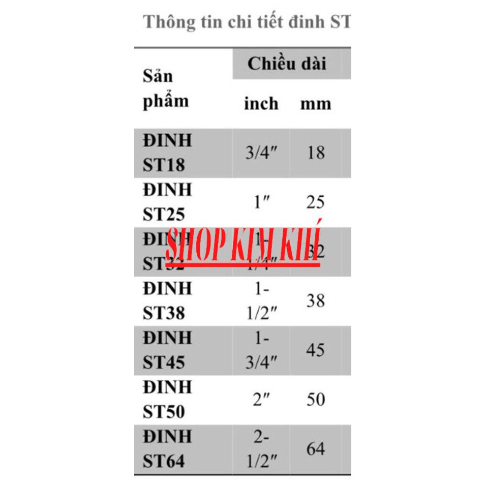 [Kim khí] Đinh bắn bê tông ST nhiều loại dùng cho súng hơi