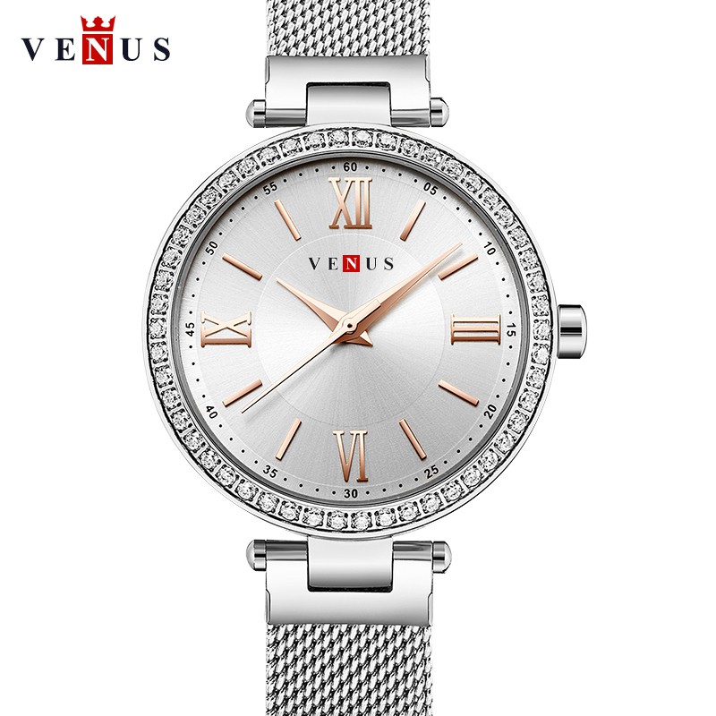 ĐỒNG HỒ NỮ VENUS KOREA Viền Đá Sang Trọng + TẶNG HỘP & PIN