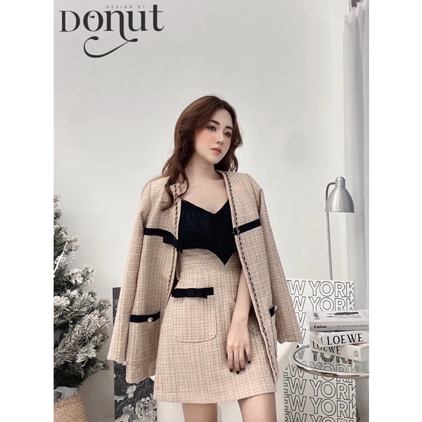 Set dạ xích nơ cài 2 màu đen/be | BigBuy360 - bigbuy360.vn