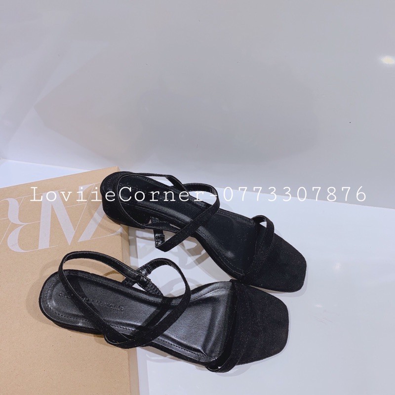 SANDAL NỮ ĐẾ BỆT LOVIIECORNER - SANDAL QUAI MẢNH 3 PHÂN - SANDAL NỮ CAO GÓT ĐẾ VUÔNG - SANDAL NỮ DÂY MẢNH 2CM - S210302