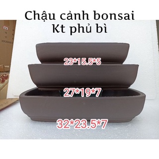 Bộ 3 chậu chữ nhật - chậu cảnh bonsai