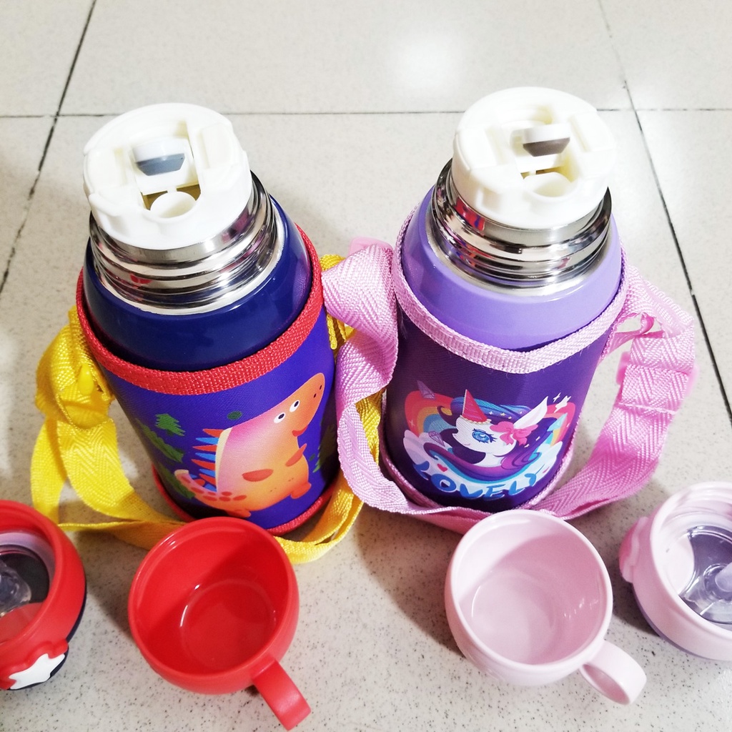 Bình giữ nhiệt đa chức năng inox 304 an toàn họa tiết khủng long và ngựa pony