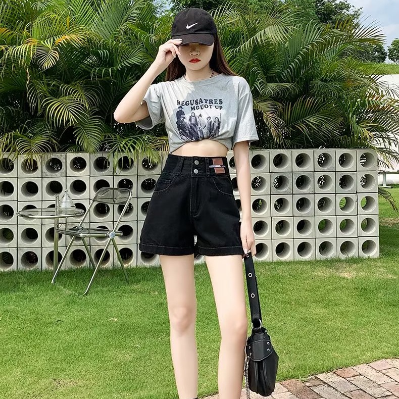 Quần Short Denim Lưng Cao Ống Rộng Thời Trang Mùa Hè Hàn Quốc Dành Cho Nữ