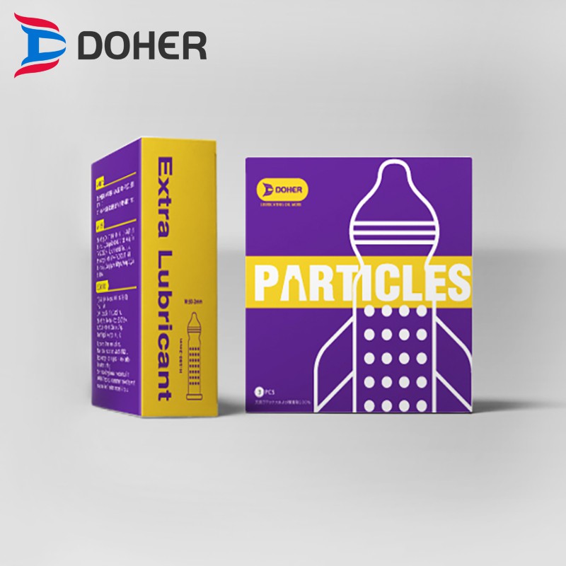 Bao cao su DOHER Particles 3in1 Hộp 3 cái (Gân, Gai, Cổ thắt, Kéo dài thời gian)