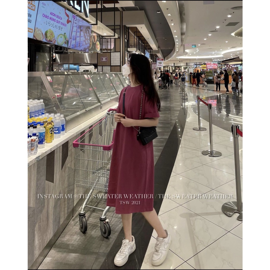 Váy phông dài tay lỡ oversize, đầm suông dáng dài vải cotton thoáng mát hottrend