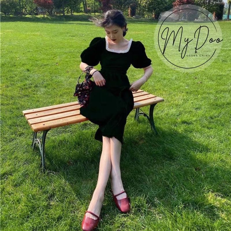 Rẻ vô địch Đầm tiểu thư cổ vuông đính ngọc dự tiệc dáng dài hàng quảng châu - V3 | BigBuy360 - bigbuy360.vn