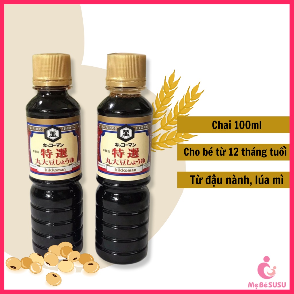 Nước Tương Kikkoman Nhật Bản Chai 100ml Cho Bé Từ 12 Tháng Tuổi [HSD T4/2024]
