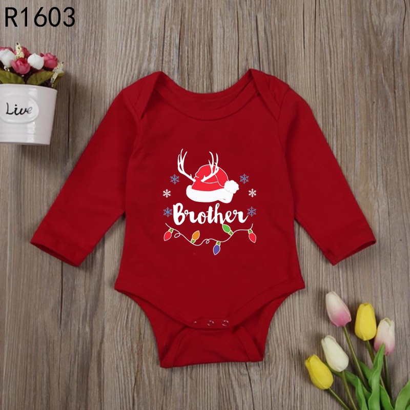 Bộ Áo Liền Quần Tay Dài Chất cotton In Họa Tiết Giáng Sinh Dễ Thương Thời Trang Cho Bé Trai Và Gái