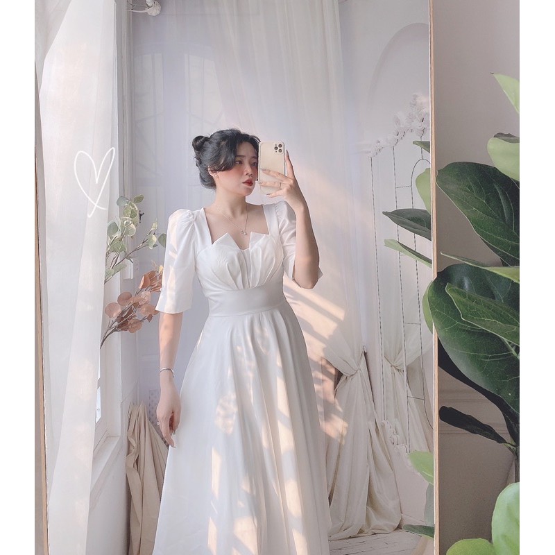 [CÓ MÚT NGỰC] Đầm trắng thiết kế cổ xếp mẫu mới | BigBuy360 - bigbuy360.vn