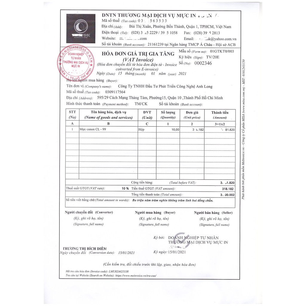 Mực in phun Canon PG - 99 dùng cho máy in CANON E560 - Hàng Chính Hãng