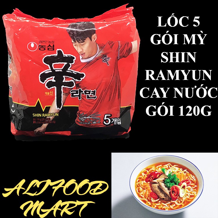 Combo 5 gói Mì cay nước Shin Ramyun Hàn Quốc (alifoodmart)