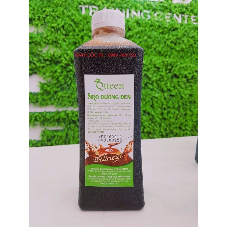 Siro Đường Đen Queen Chai 1.3kg - Làm Sữa Tươi Trân Châu Đường Đen Chuẩn Vị