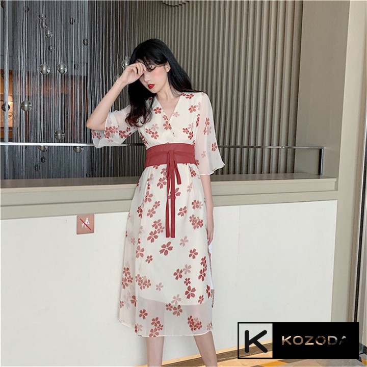 Đầm ulzzang Váy voan kiểu Nhật thiết kế dài công chúa có lớp lót vải  xòe xếp ly đẹp Kozoda M39