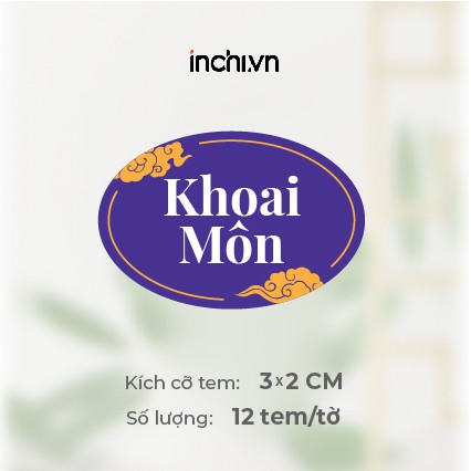 Tem Decal Bánh Trung Thu Cao Cấp Có Sẵn Hình Elip - 13 Nhân & 1 Nhân Viết Tay Size 12 Tem / Tờ Giá Rẻ