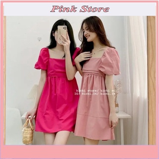 Váy babydoll tay phồng thắt nơ lưng váy tiểu thư freesize