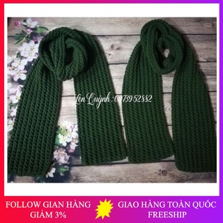 Khăn len đan tay màu xanh rêu - Khăn len handmade