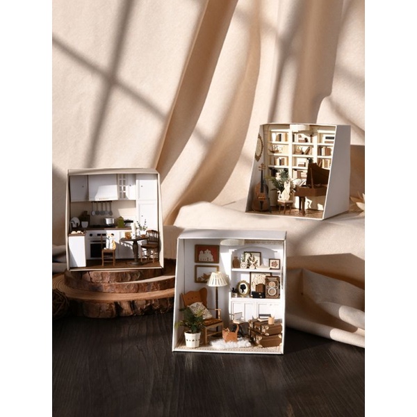 Kèm dao rọc, vít, nhíp và đèn - Mô hình nhà giấy lắp ráp Dollhouse DIY - PR01 PR02 PR03 Paper Mini Life