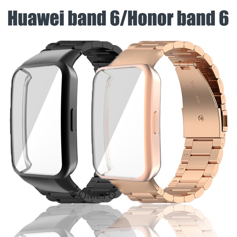 Dây Đeo Thay Thế Bằng Thép Không Gỉ + Ốp Bảo Vệ Đồng Hồ Thông Minh Huawei Band 6 Pro / Honor Band 6 Sự Bảo Vệ