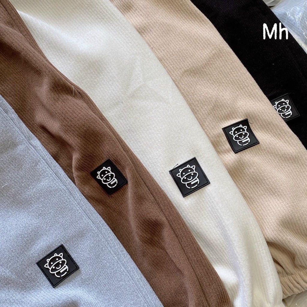 Quần bom tăm nhiều màu logo Bò sữa_Quần bo gấu nam nữ unisex (Ảnh thật)