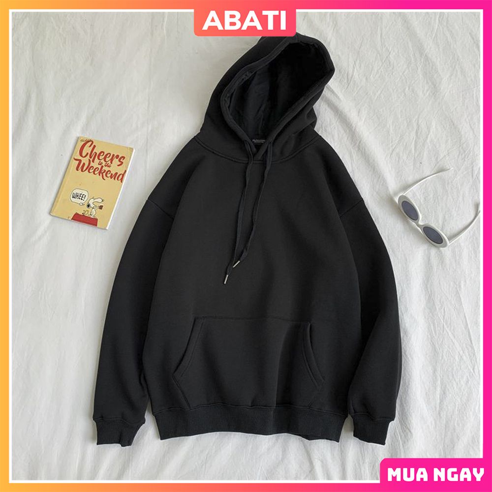 Áo hoodie nỉ bông nam nữ form rộng hàn quốc unisex ABATI áo khoác nỉ hoodie lót nỉ cao cấp ấm áp zip