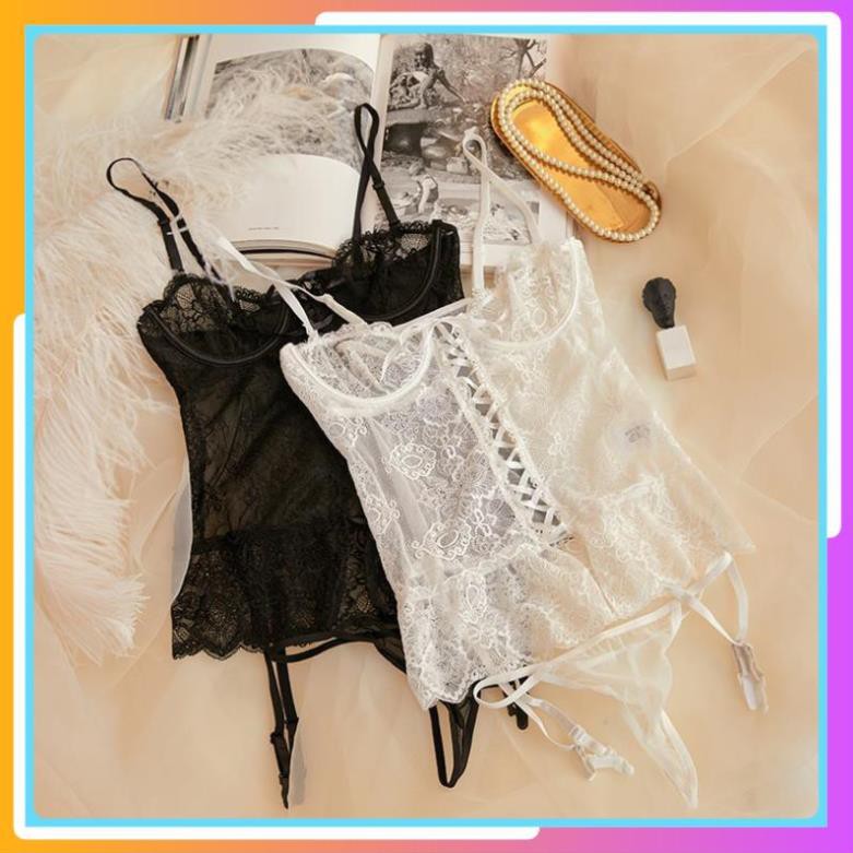 Bộ Đồ Ngủ Sexy Chất Ren Xuyên Thấu Bó Sát , Bodysuit Ren Chất Hơn Nước Cất Tôn V1 Gợi Cảm - Garter Corset Mã GC001 | BigBuy360 - bigbuy360.vn