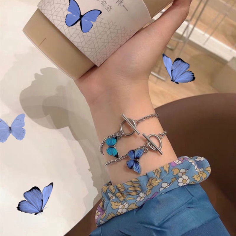 Vòng Đeo Tay Mặt Hình Bướm Xinh Xắn Theo Phong Cách Hàn Quốc