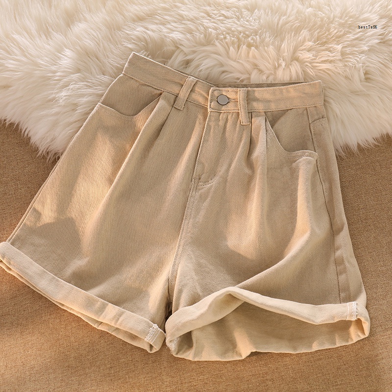 Hàng Đã Về! Quần Short Denim Kaki Dáng Rộng Phong Cách Mùa Hè Mới
