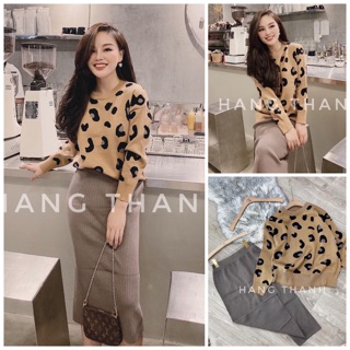 Set len da báo chân váy len ghi(ko bán rời)