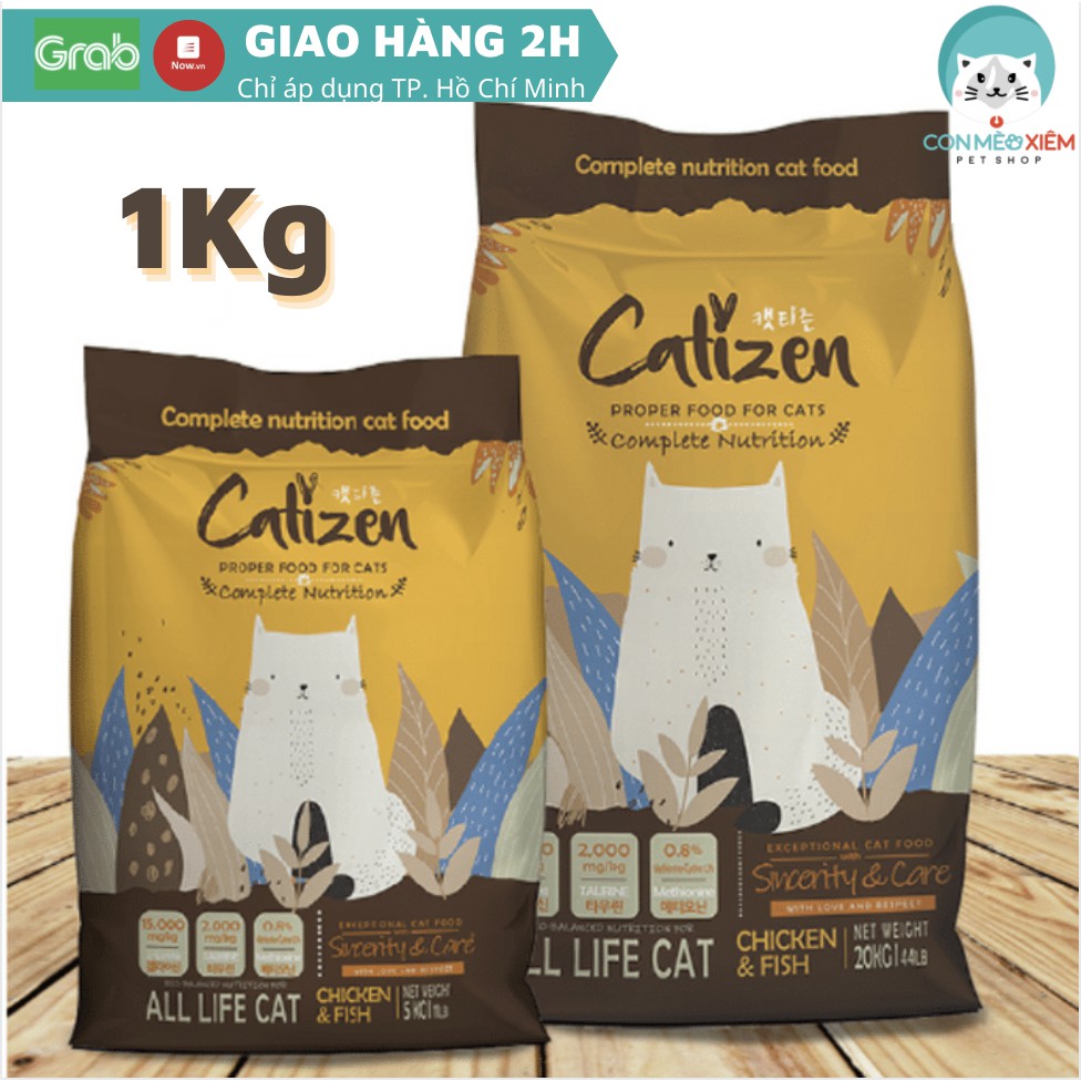 Hạt cho mèo Catizen 1kg, thức ăn khô cho mèo con mèo lớn Con Mèo Xiêm