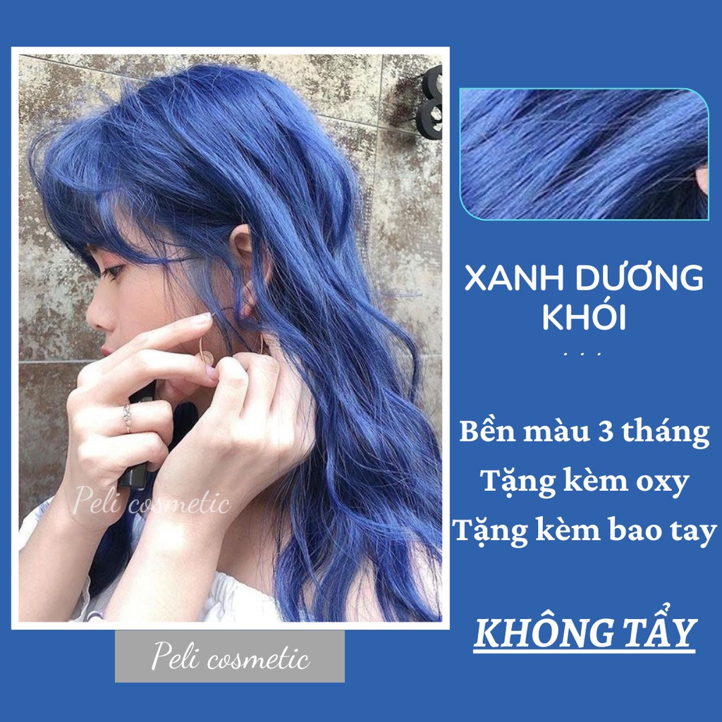 Thuốc nhuộm tóc . nhuộm tóc màu xanh dương khói ,
