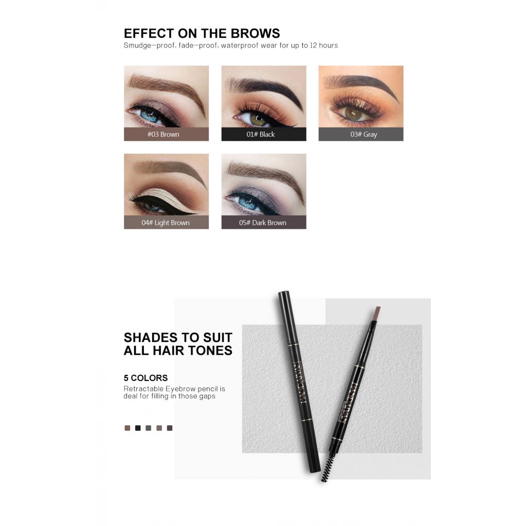 Bút chì kẻ chân mày thương hiệu HANDAIYAN lâu trôi hai đầu tiện dụng gồm 5 màu | BigBuy360 - bigbuy360.vn