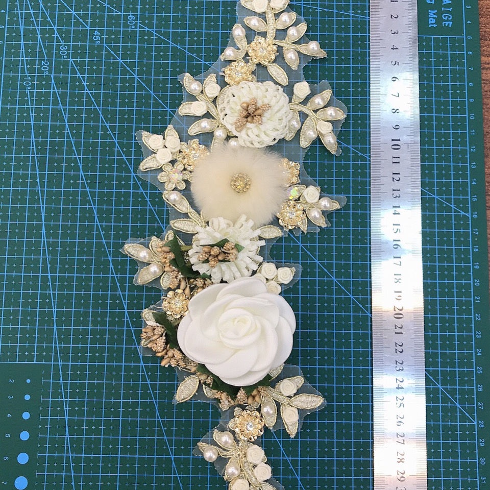 Dây Ruy Băng Thêu Hình Hoa Ba Chiều Dùng Trang Trí Quần Áo DIY