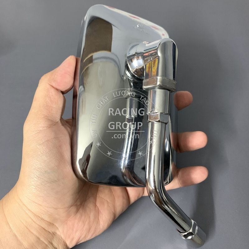 Gương xe máy thời trang mẫu vuông lớn xi inox moto cán sắt gắn chân gương, kính chiếu hậu cho AB, SH, SH Mode, Wave,…