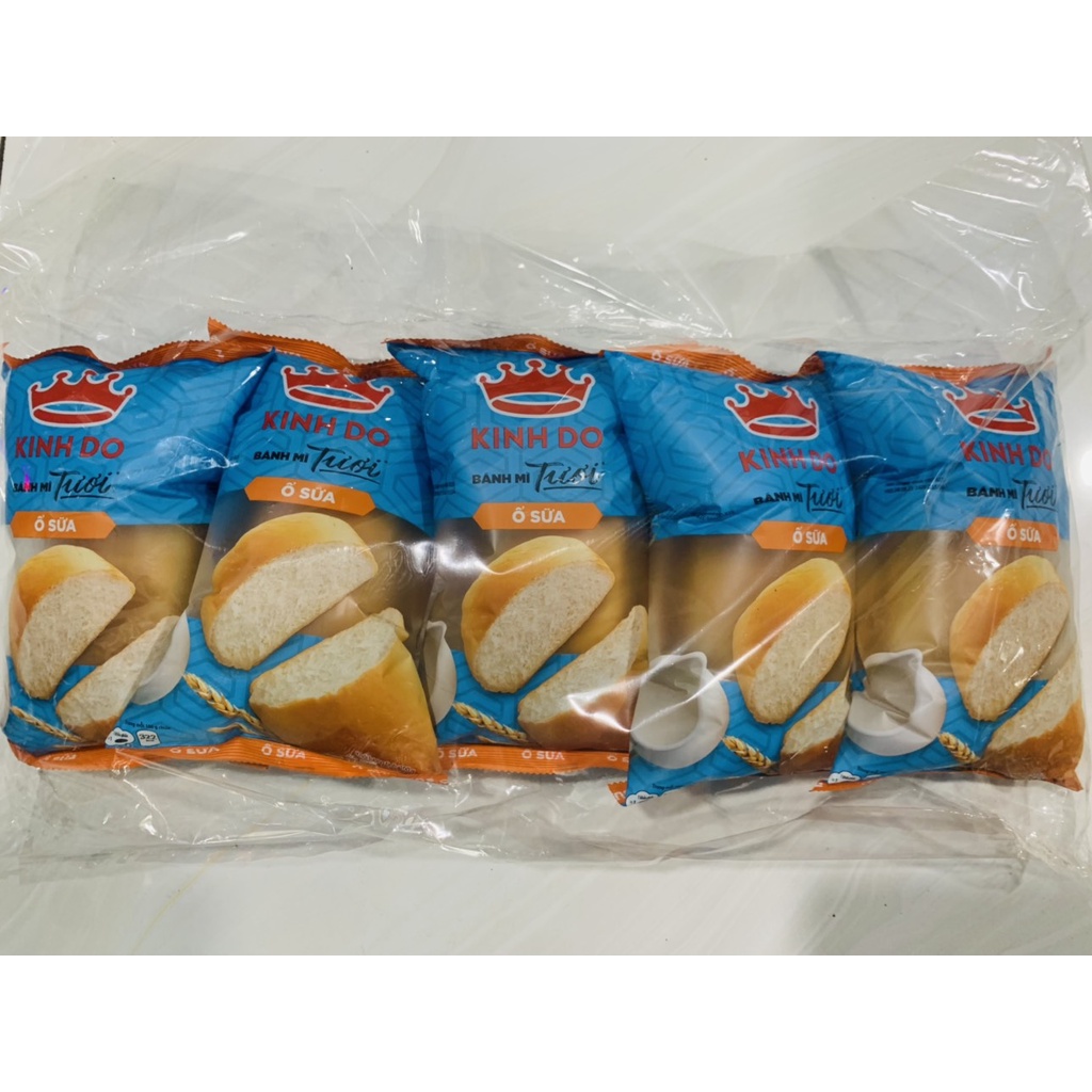 5 Cái Bánh mì tươi ổ sữa không nhân Kinh Đô 80g